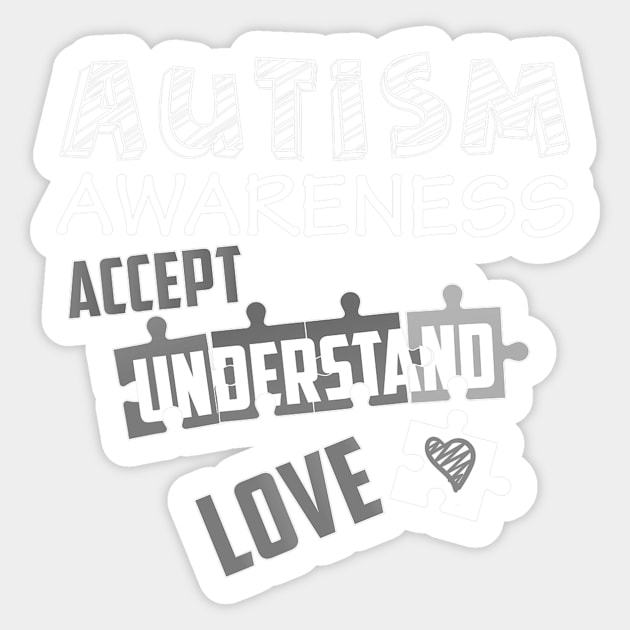 Cool Autism Awareness Day Accept Understand Love Sticker by CarolIrvine